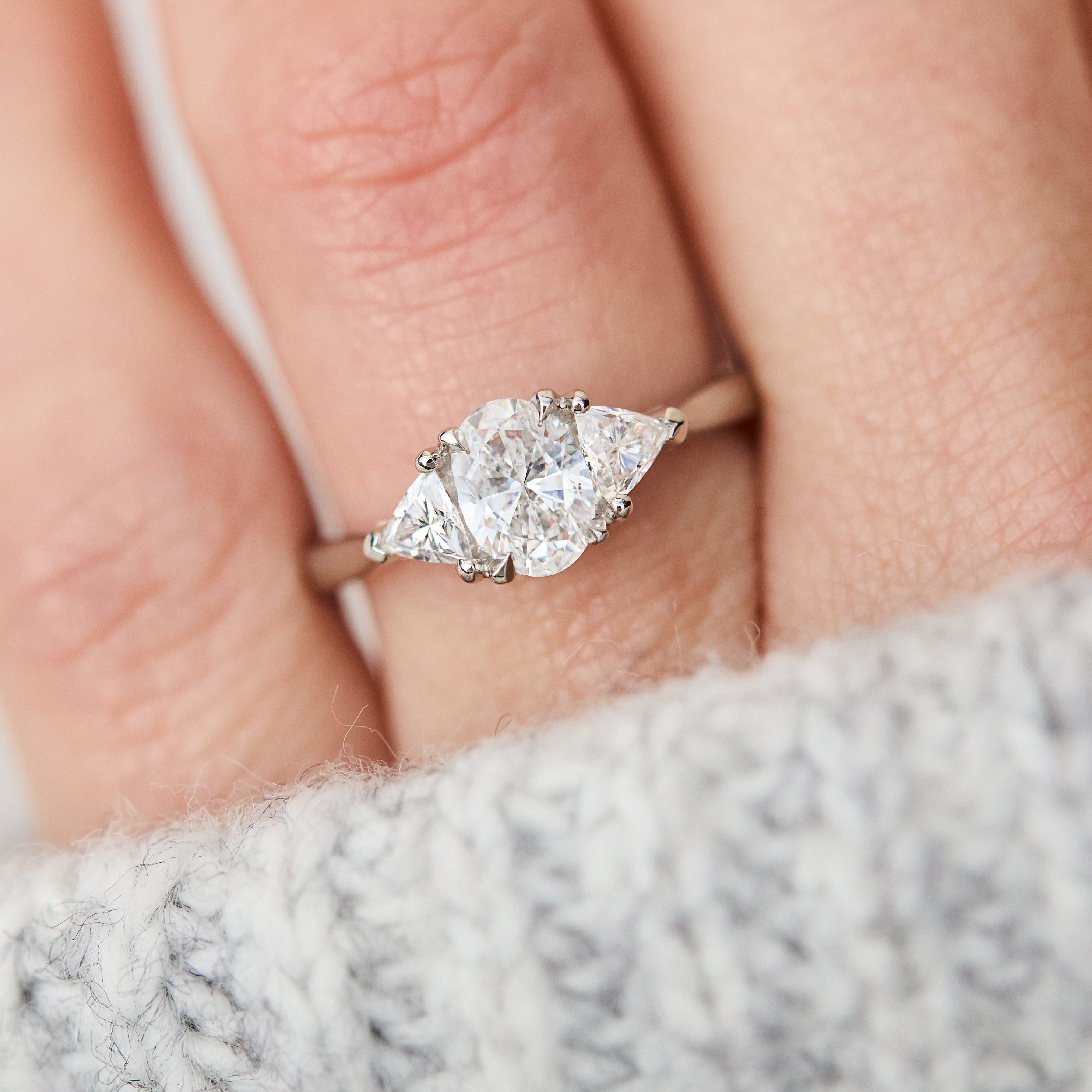 Oval Lab-Grown Engagement Ring Trilogy