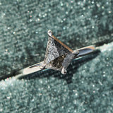 kite shape salt and pepper solitaire engagement ring in platinum