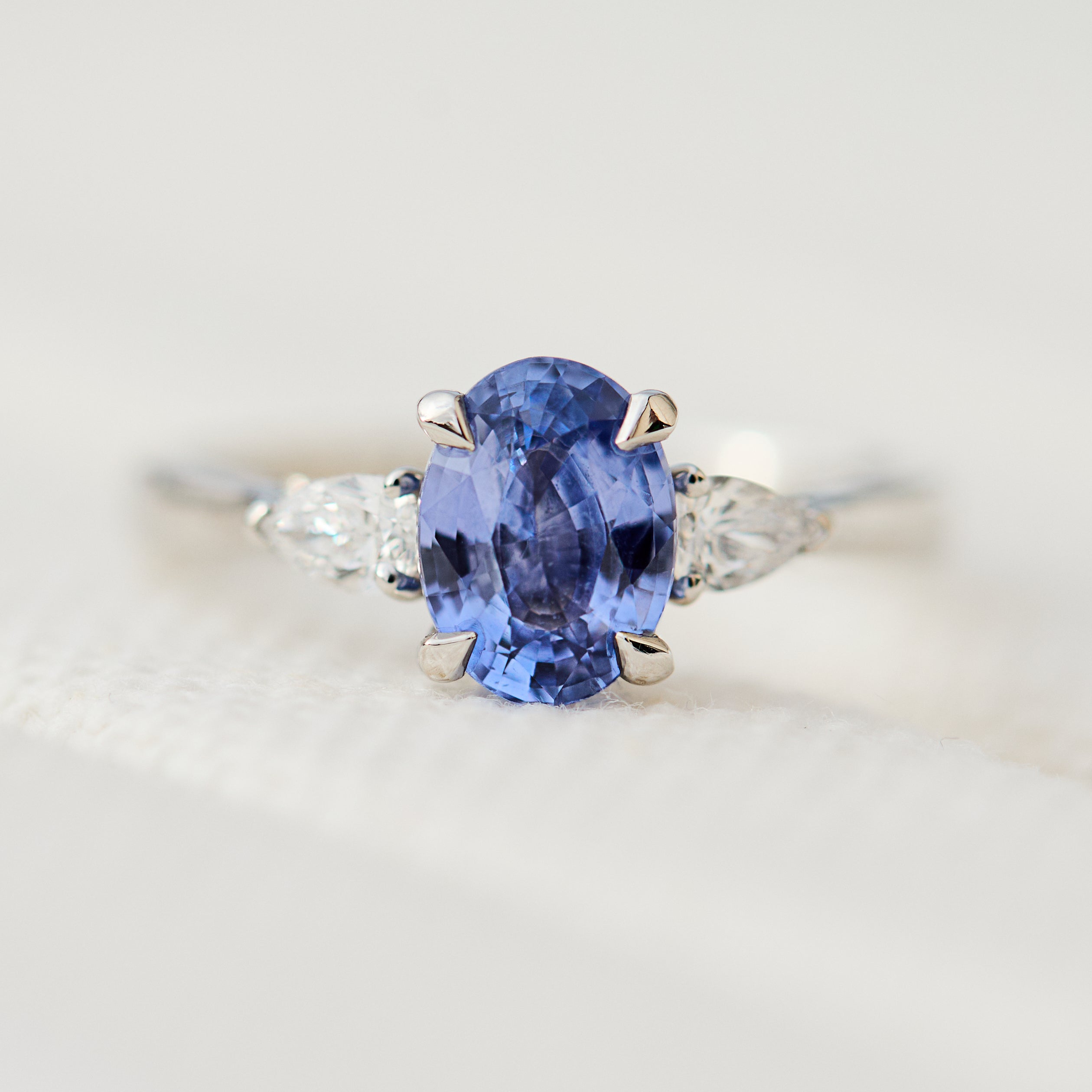 oval blue sapphire engagement ring
