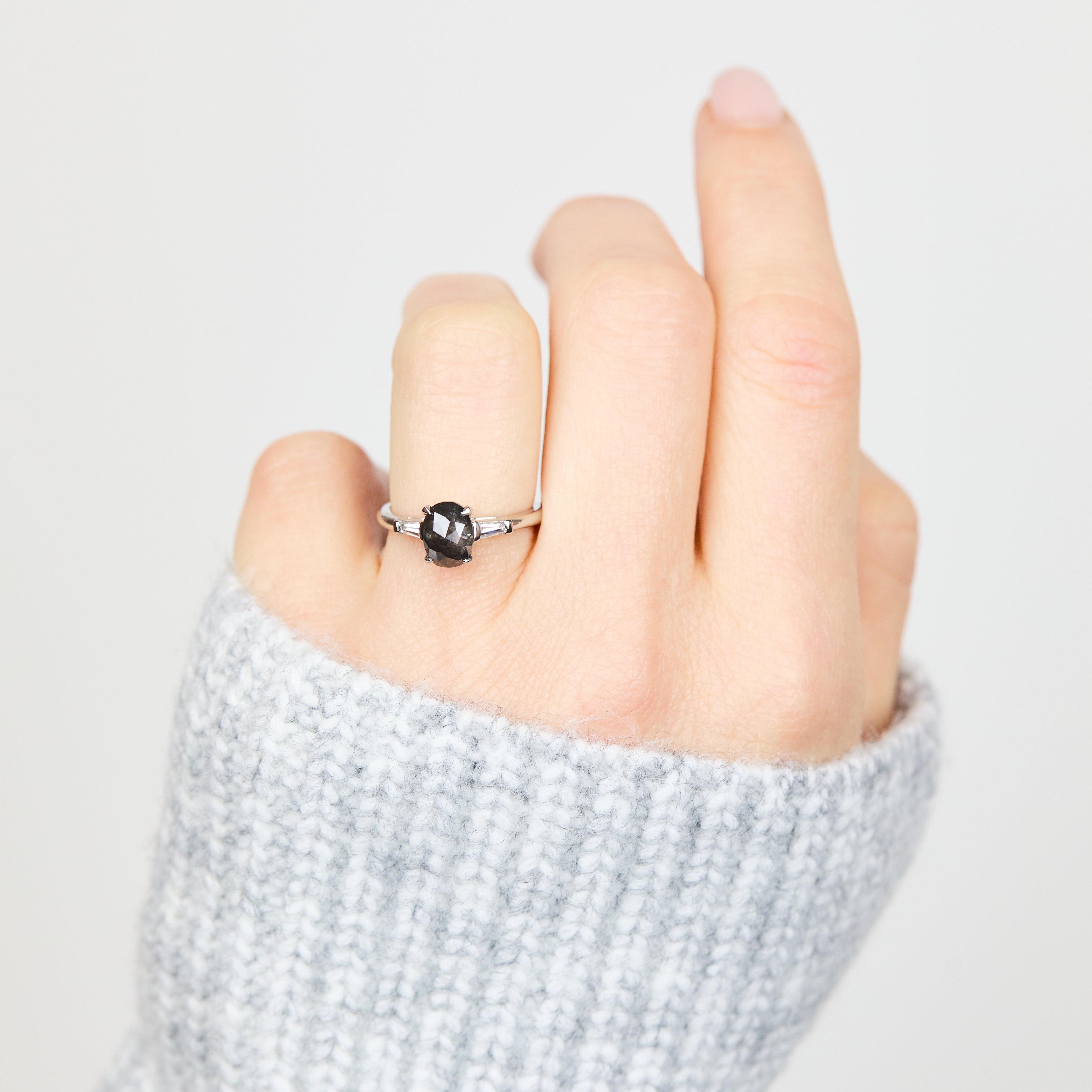 Salt and pepper engagement ring