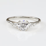 Round Platinum Brilliant Cut Lab Grown Diamond Engagement Ring