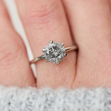round brilliant cut salt and pepper diamond solitaire ring