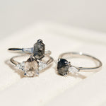 platinum salt and pepper diamond engagement rings