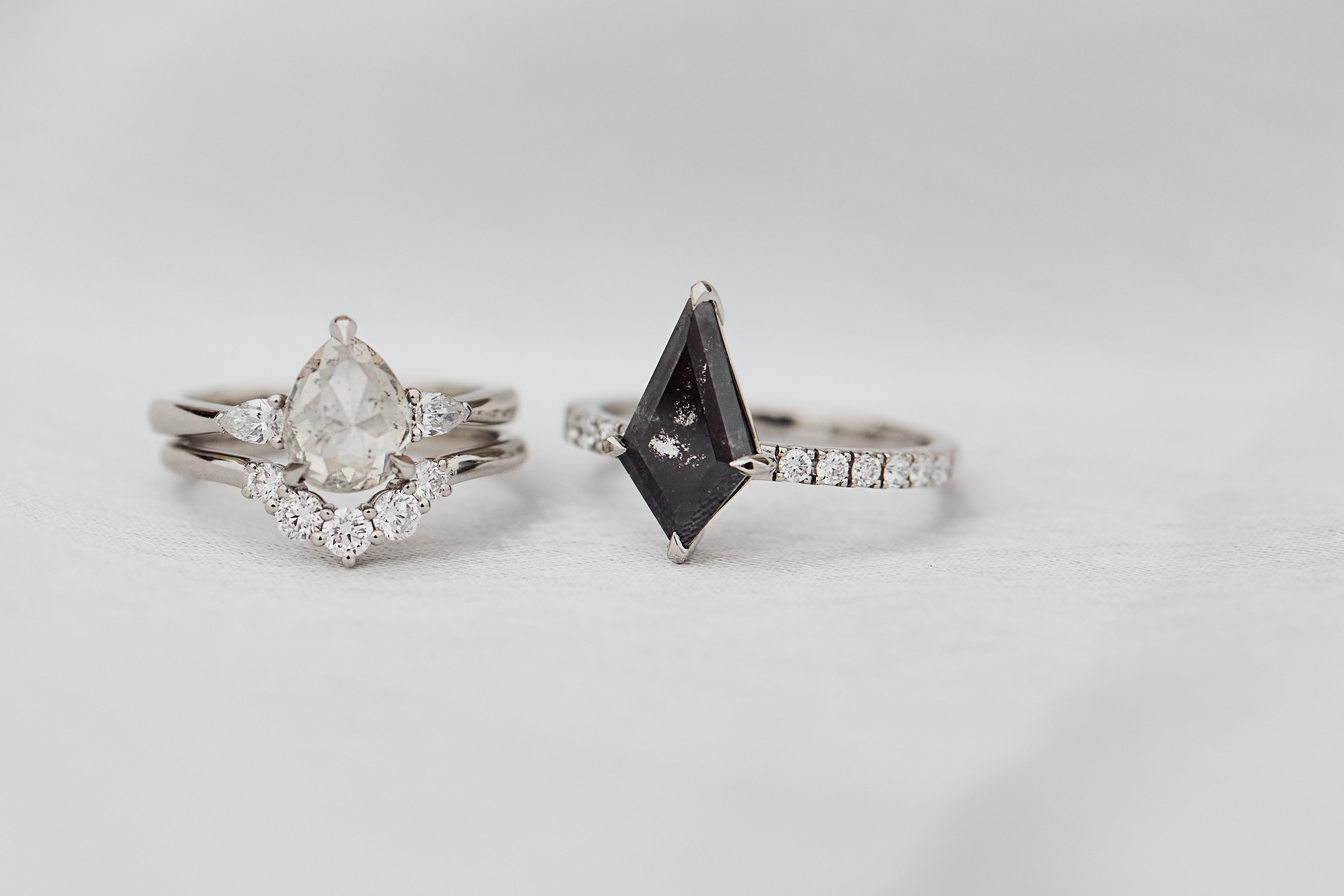 platinum salt and pepper engagement rings