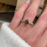 18ct yellow gold sa lt and pepper pear diamond engagement pavé ring