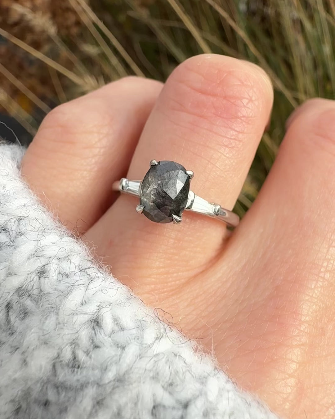 Salt and pepper engagement ring