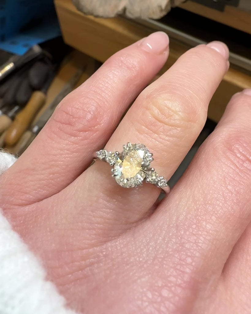 oval diamond platinum engagement ring 