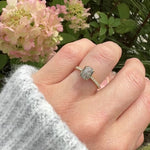 18ct yellow gold salt and pepper cushion cut diamond engagement pavé ring