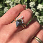 18ct yellow gold salt and pepper kite diamond engagement solitaire ring
