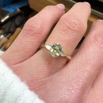 montana oval sapphire trilogy yellow gold engagement ring