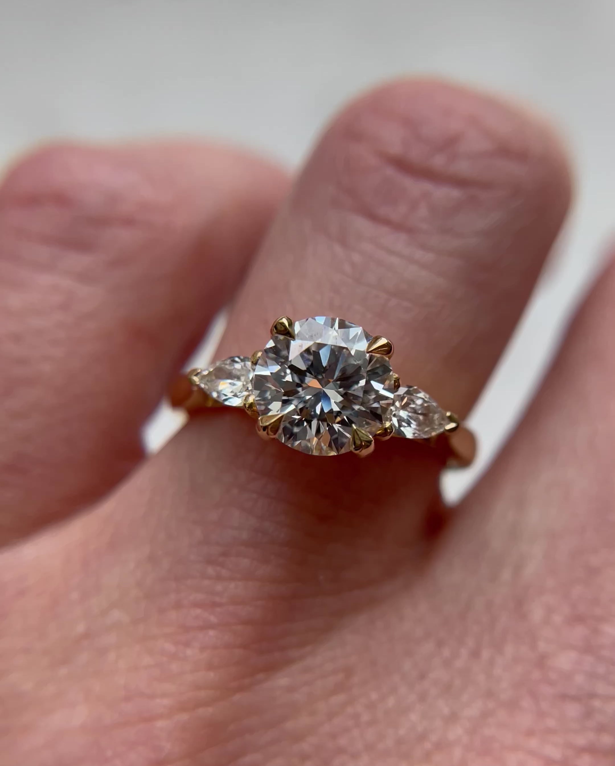 Round Brilliant Cut Lab-Grown Diamond Engagement Ring Trilogy