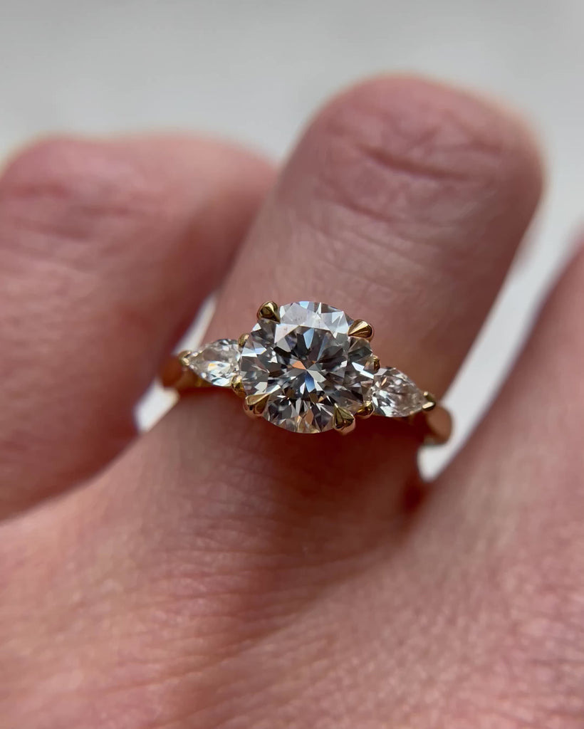 Round Brilliant Cut Lab-Grown Diamond Engagement Ring Trilogy