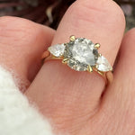 round brilliant cut salt and pepper diamond engagement ring in yellow gold