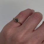 18ct yellow gold salt and pepper shield diamond engagement bezel ring