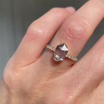 18ct yellow gold salt and pepper hexagon diamond engagement pavé ring