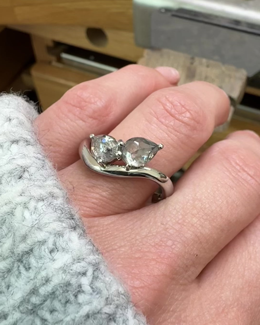 Salt and Pepper Diamond Engagement Ring
