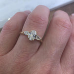 18ct yellow gold oval trilogy lab grown diamond ring UK