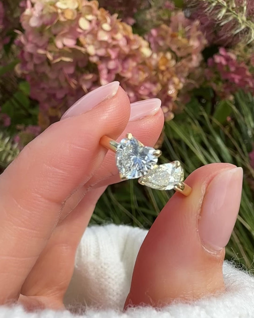 Heart & Pear Shape Natural Diamond Engagement Ring