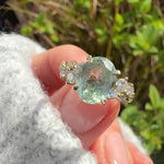 oval mint green sapphire yellow gold engagement ring
