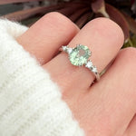 oval mint green montana sapphire engagement ring set in platinum