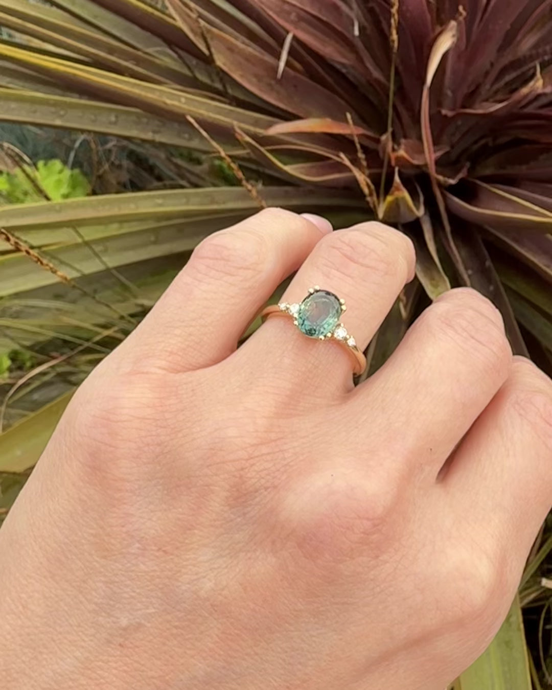 Oval Teal Montana Sapphire Engagement Ring