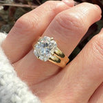 cushion cut lab grown diamond solitaire engagement ring in yellow gold