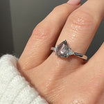 Pear Shape Salt and Pepper Diamond Engagement Ring