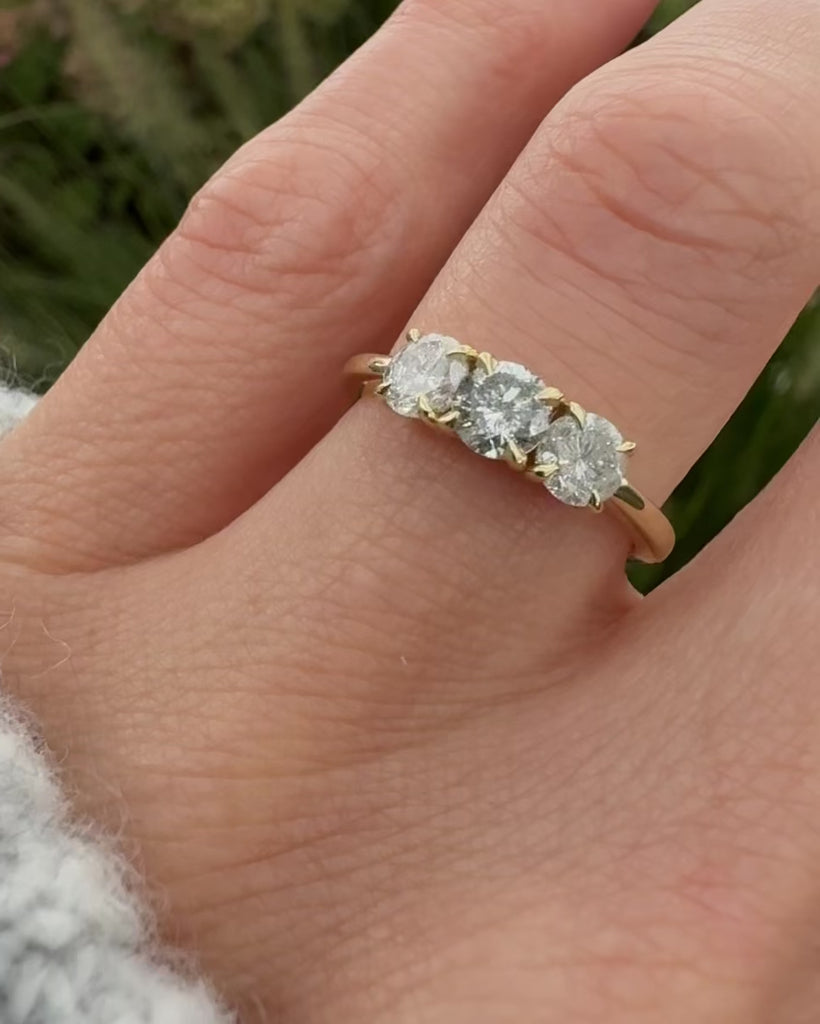 Round Brilliant Cut Salt and Pepper Diamond Engagement Ring