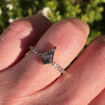 18ct rose gold salt and pepper kite diamond engagement pavé ring