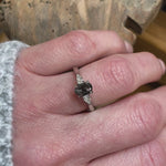Oval Rose Cut Dark Salt and Pepper Diamond Engagement Ring Trilogy