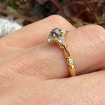 18ct rose gold salt and pepper round rose cut diamond engagement one-of-a-kind ring