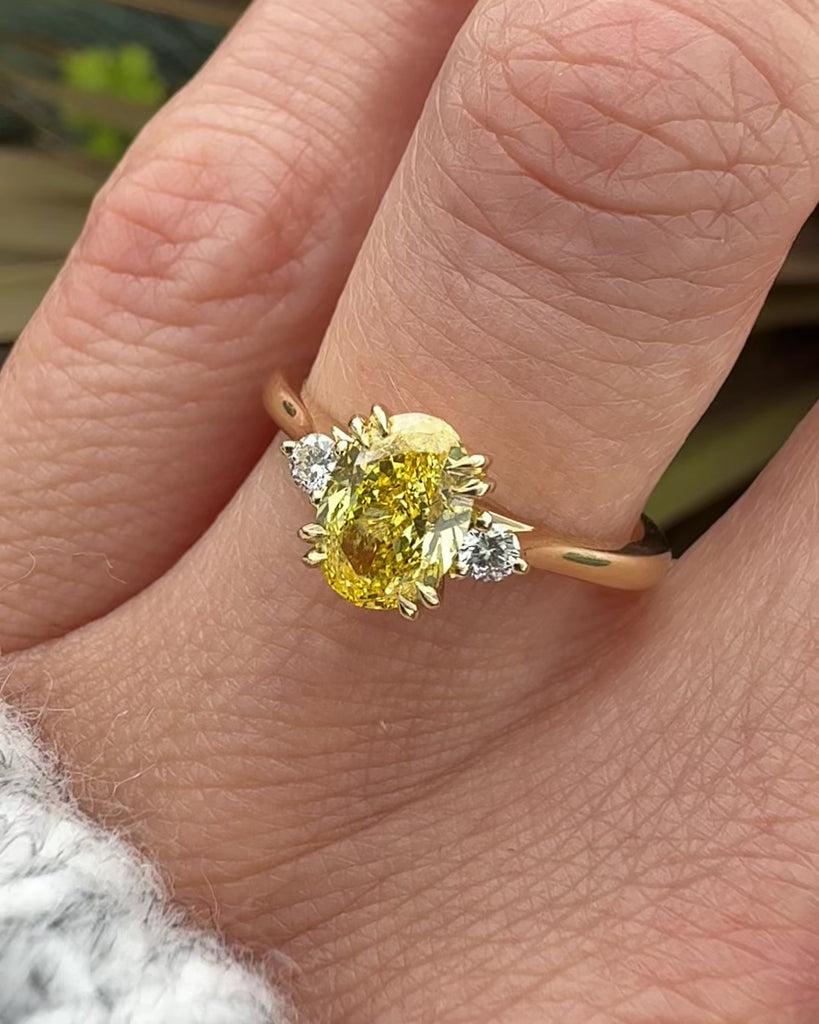 Oval Yellow Lab Grown Diamond Engagement Ring