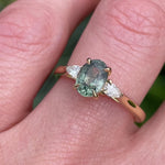 Oval Green Sapphire Engagement Ring, Luna Setting