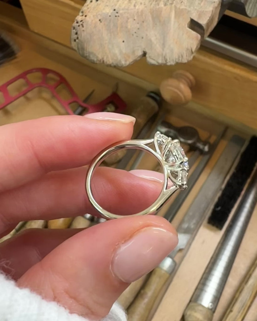 Round Brilliant Cut Lab-Grown Diamond Engagement Ring Trilogy