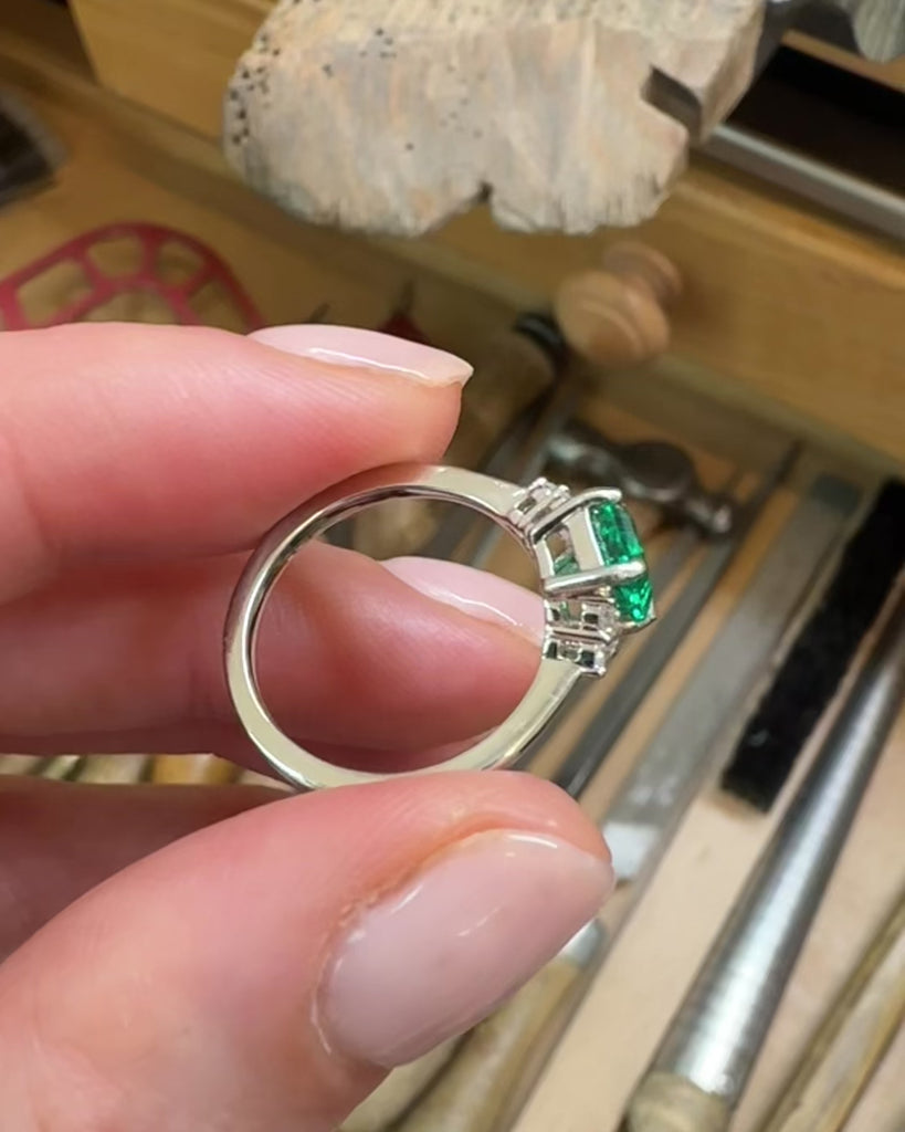 Lab-Grown Emerald Cut Emerald Engagement Ring
