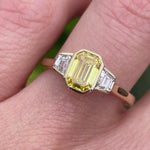 Emerald Cut Lab-Grown Yellow Diamond Engagement Ring, One Of A Kind
