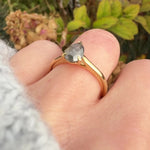 pear shape salt and pepper diamond engagement solitaire ring
