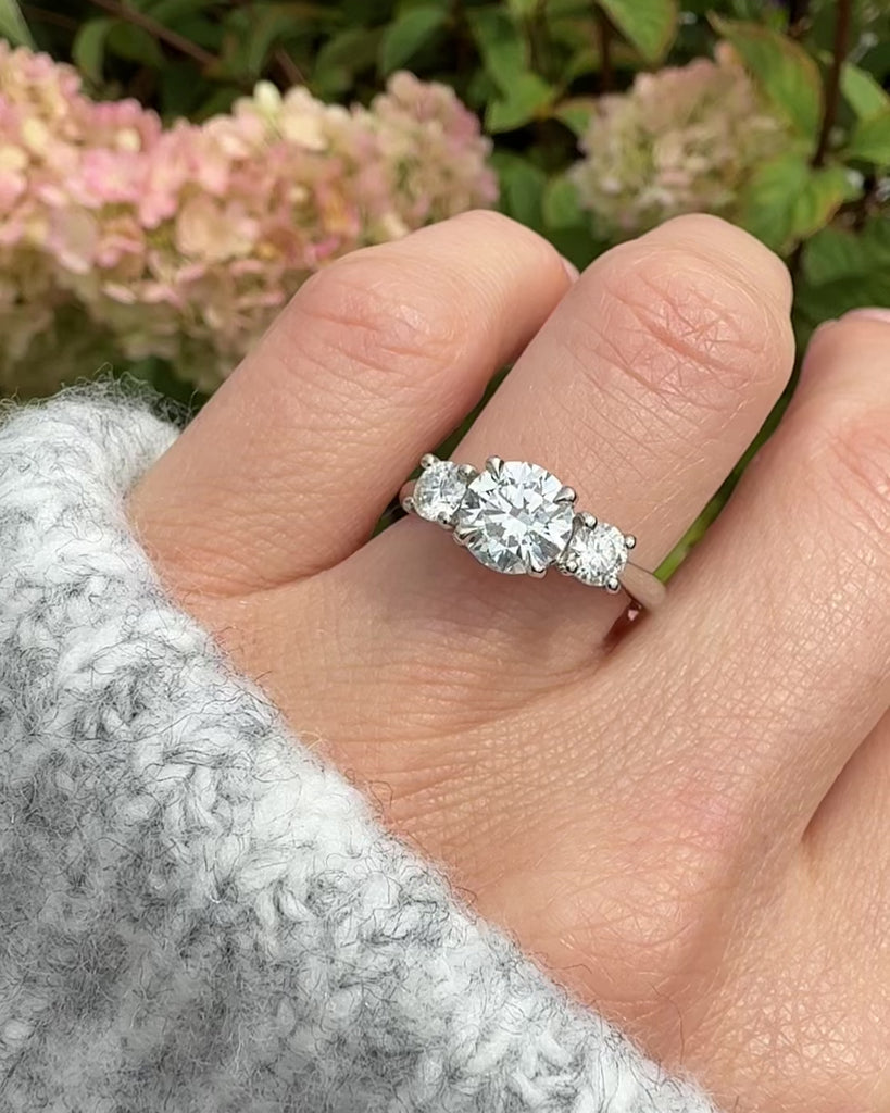 Round Brilliant Cut Lab-Grown Diamond Engagement Ring Trilogy