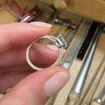 Platinum salt and pepper princess rose cut diamond engagement pavé ring