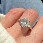 oval lab grown diamond yellow gold and platinum engagement ring