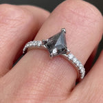 Kite Salt and Pepper Diamond Engagement Ring, Pavé Platinum Setting
