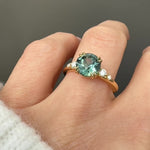 Round Teal Sapphire Engagement Ring