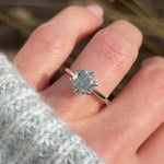 round brilliant cut salt and pepper diamond solitaire ring