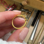 18ct yellow gold salt and pepper hexagon diamond engagement trilogy ring