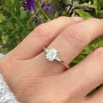 18ct yellow gold emerald cut trilogy lab grown diamond ring UK