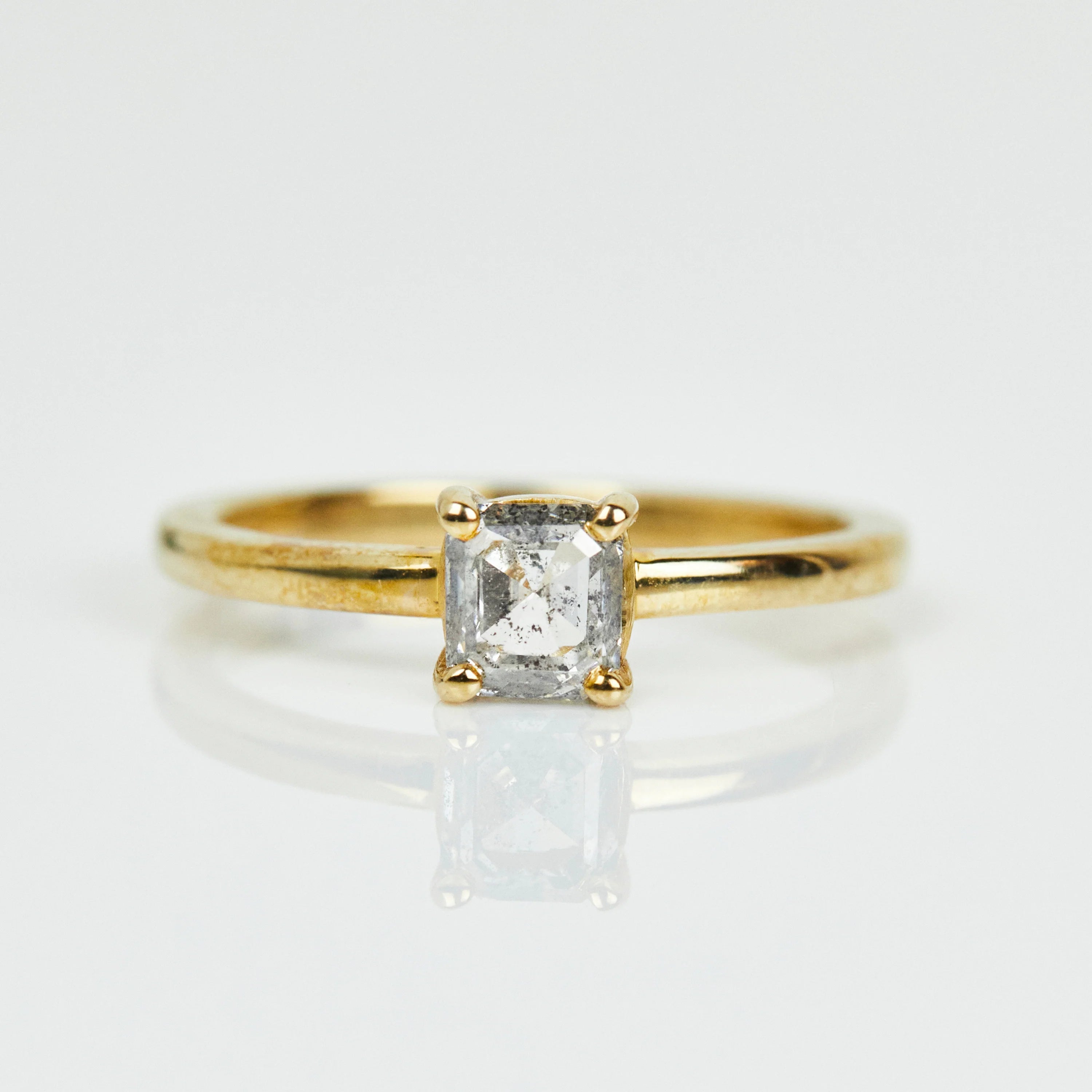 princess cut salt and pepper engagement ring