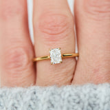 radiant cut lab grown diamond engagement solitaire ring in yellow gold