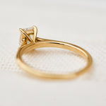 radiant cut lab grown diamond engagement solitaire ring in yellow gold