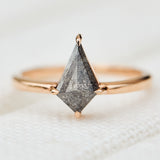 rose gol kite shape salt and pepper diamond engagement ring