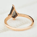 rose gol kite shape salt and pepper diamond engagement ring